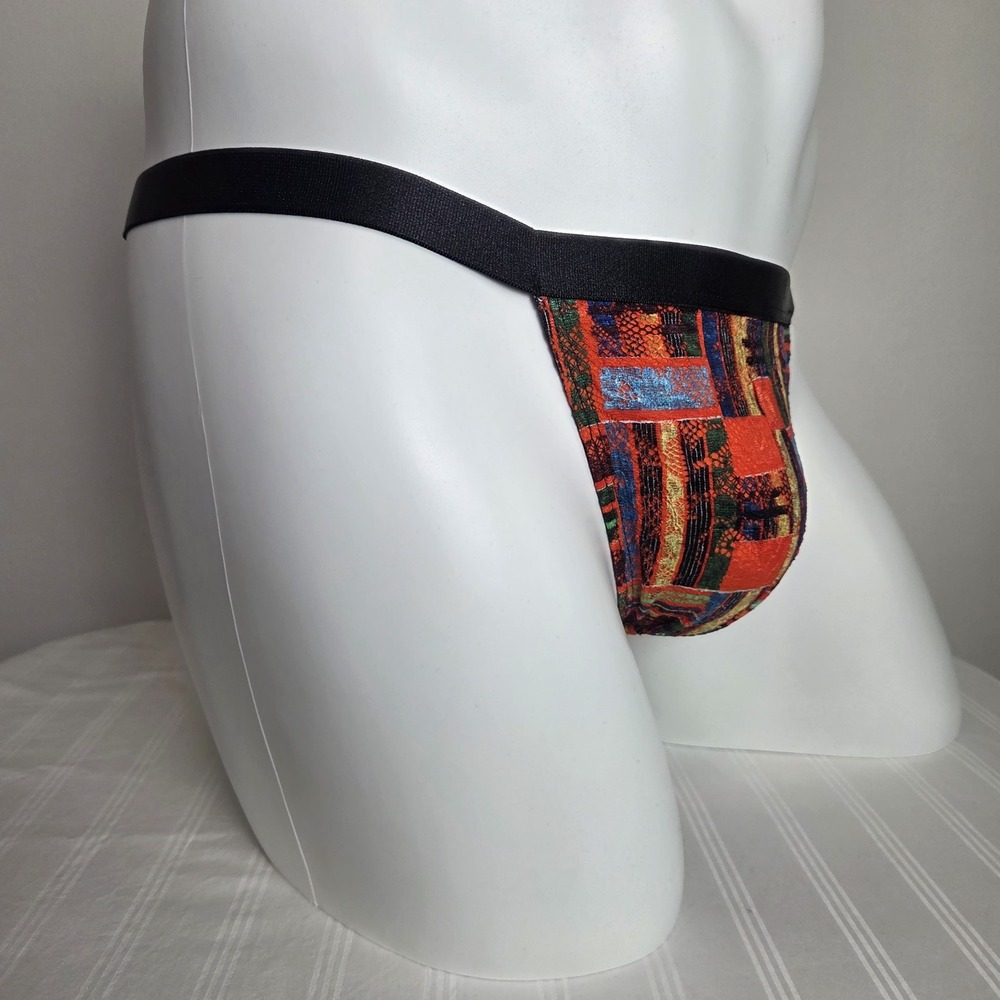 Cosabella x Studio 189 Mens Multi Color Geometric Print Italian Thong Underwear - Picture 4 of 8